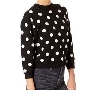 Joie Black and White Polka Dot 100% Wool Sweater Size Large.
